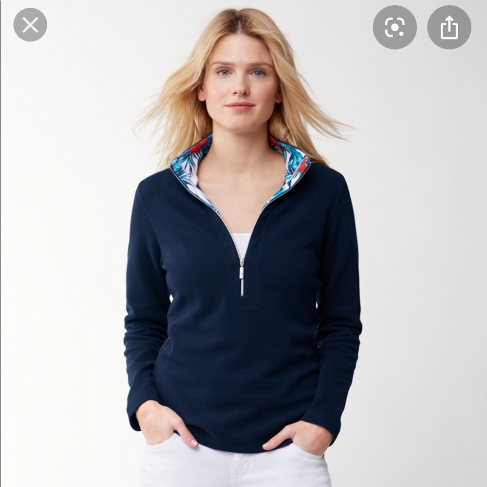 Tommy Bahama Lightweight Aruba 1/2 Zip w Floral